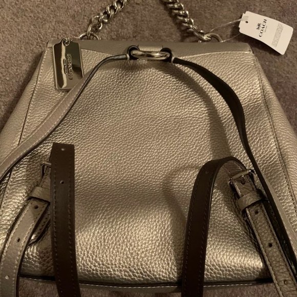 NWT Coach Platinum Gold Turnlock Backpack main image 7